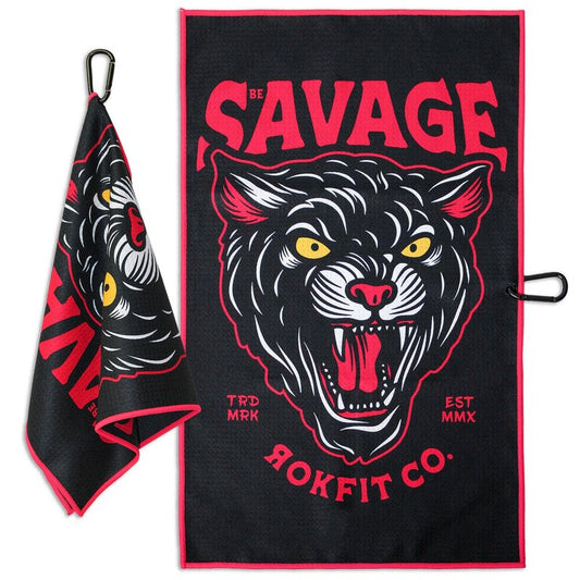 RokFit Gym & Golf Towel – Multi-Use, Quick-Dry, Durable Utility Towel with Bold Graphic and Carabiner Clip (Tattoo Flash Pattern)