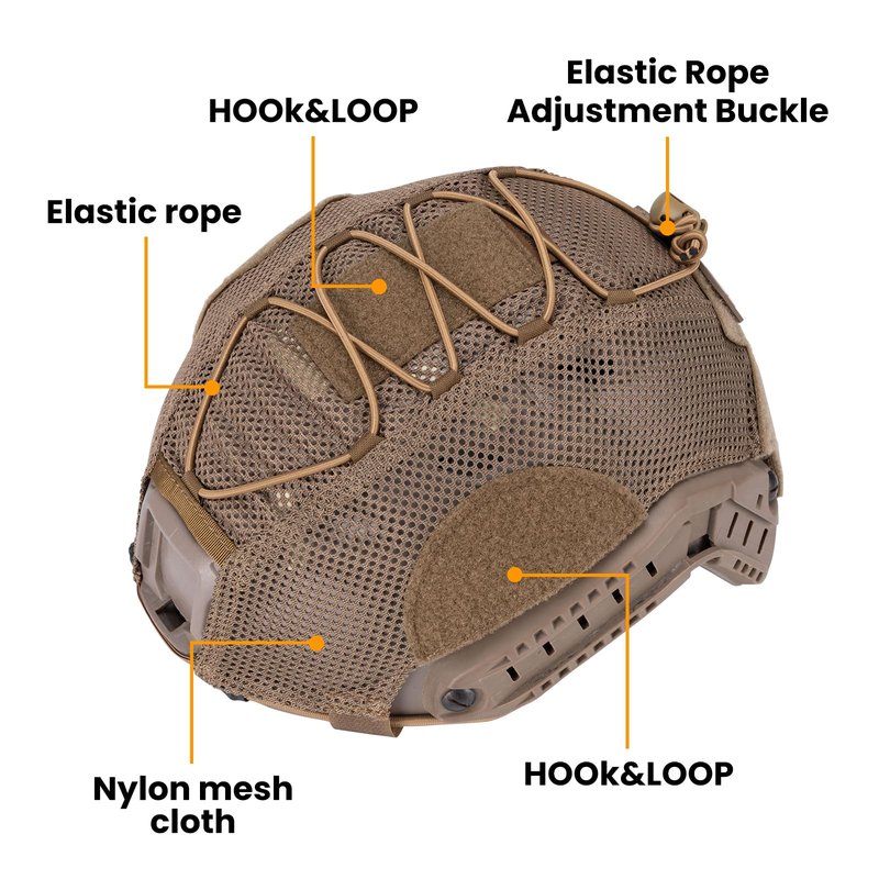EXCELLENT ELITE SPANKER Tactical Helmet Cover - Fast Helmet Cloth in Size M/L for Airsoft - Coyote Brown