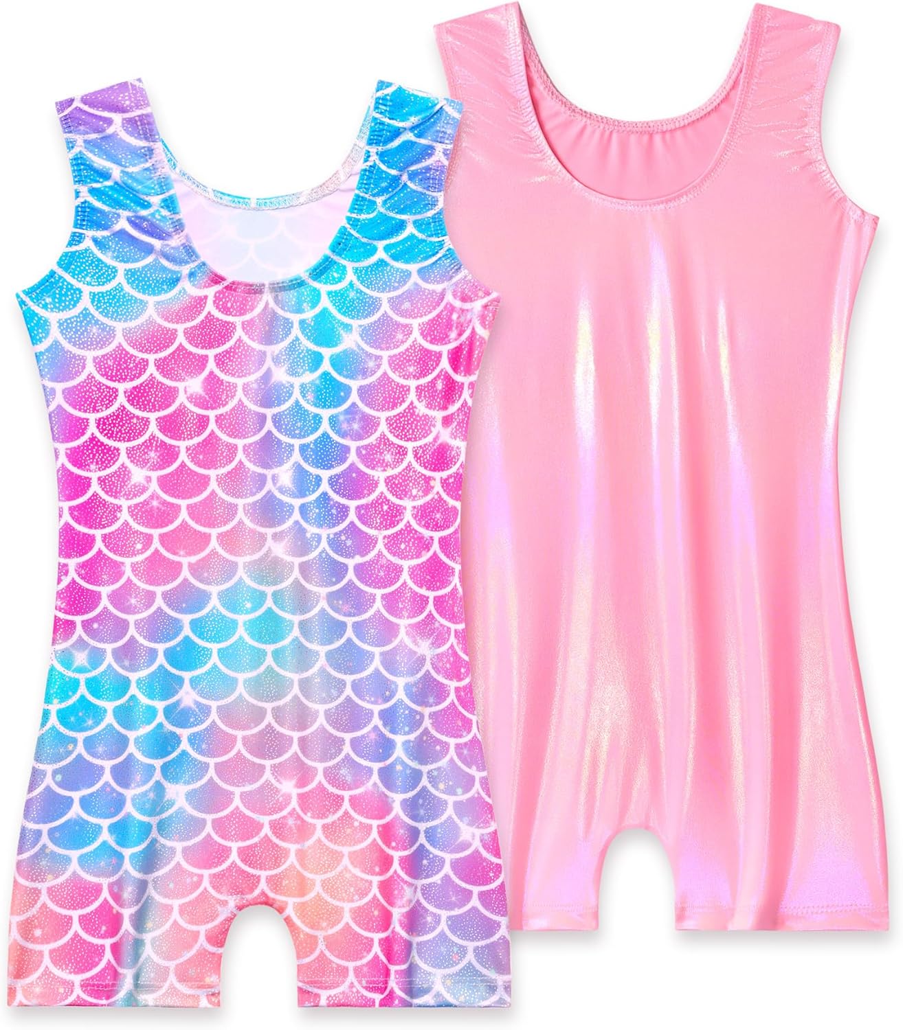 Skiennix Girls' Sparkly Gymnastics Leotard - Sleeveless Tumbling Unitard | 2-Pack Biketards