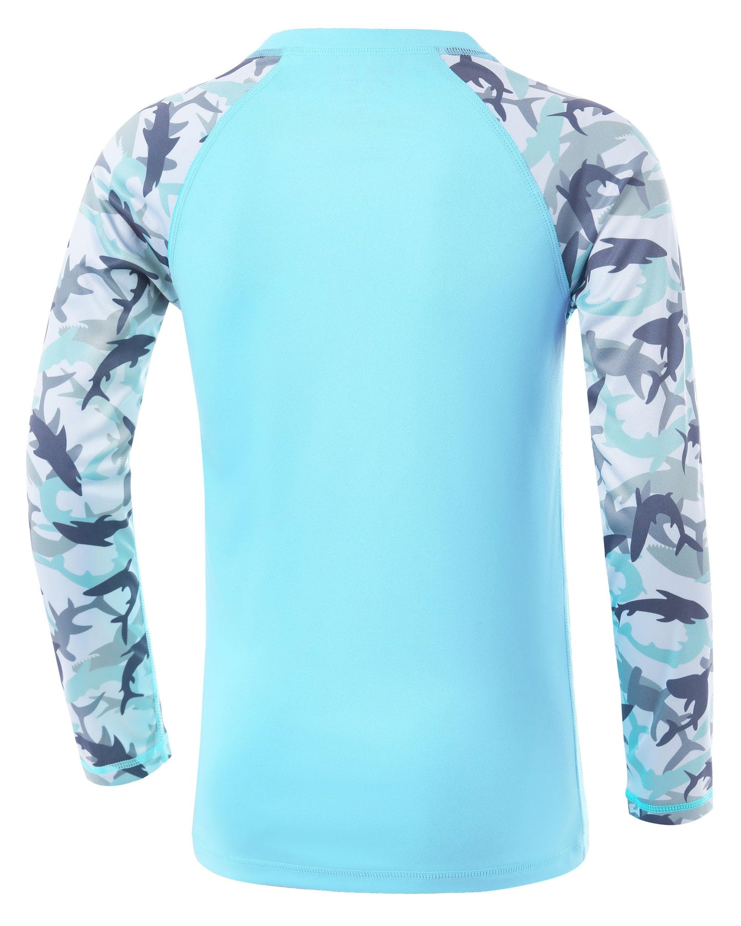 DRONIRING Boys' UPF 50+ Rash Guard Swim Shirts, Youth Kids UV Sun Protection Long Sleeve, Water Shirts for Fishing Beach Blue
