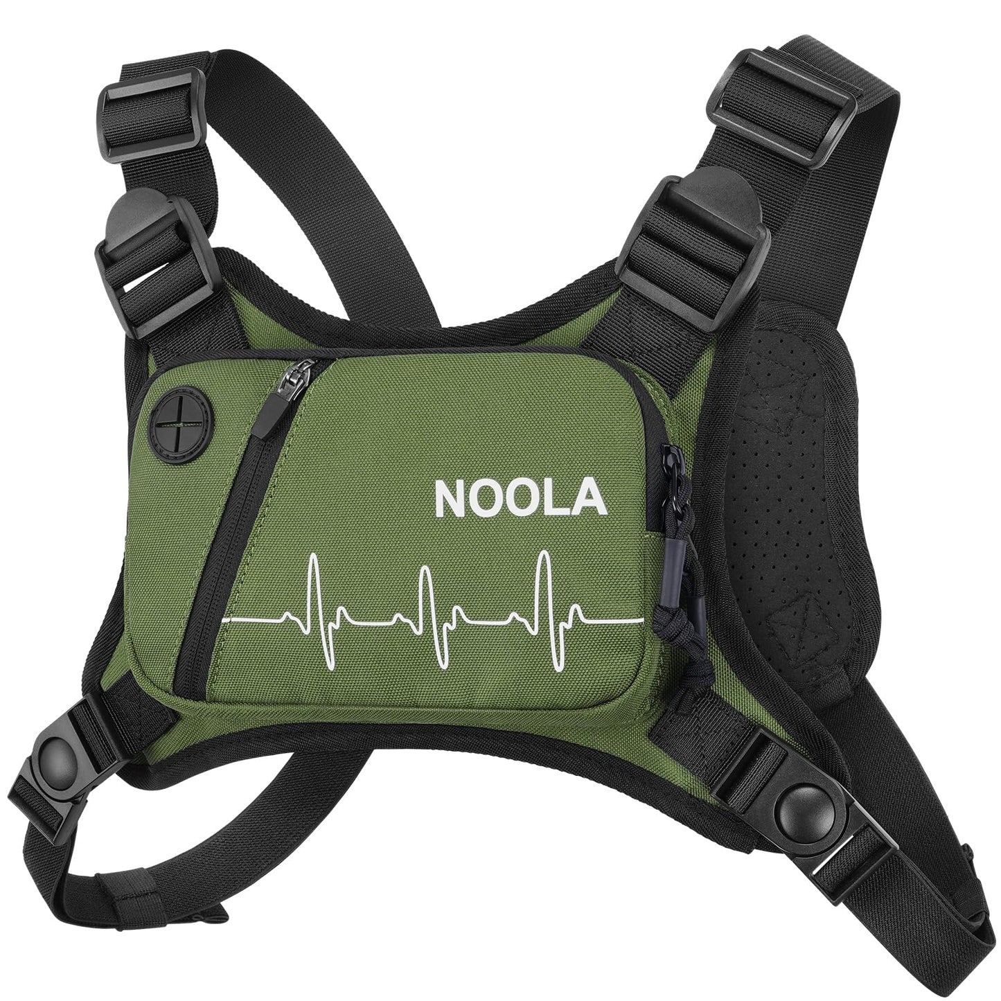 NOOLA Running Chest Pack, Running Vest for Men Women with Reflective Back, Lightweight Sport Chest Bag for Runners, Cycling, Biking, EDC Pouch, Phone Holder Carrier for Jogging, Green