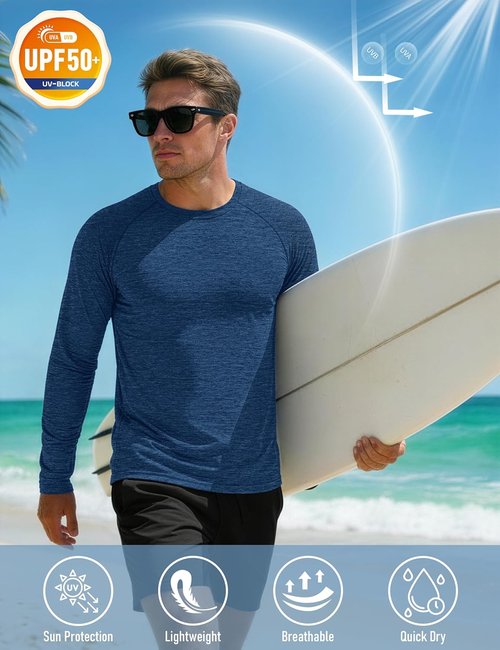 MAGCOMSEN Men's Long Sleeve Athletic Shirt - UPF 50+ Sun Protection for Fishing & Hiking | Dry Fit