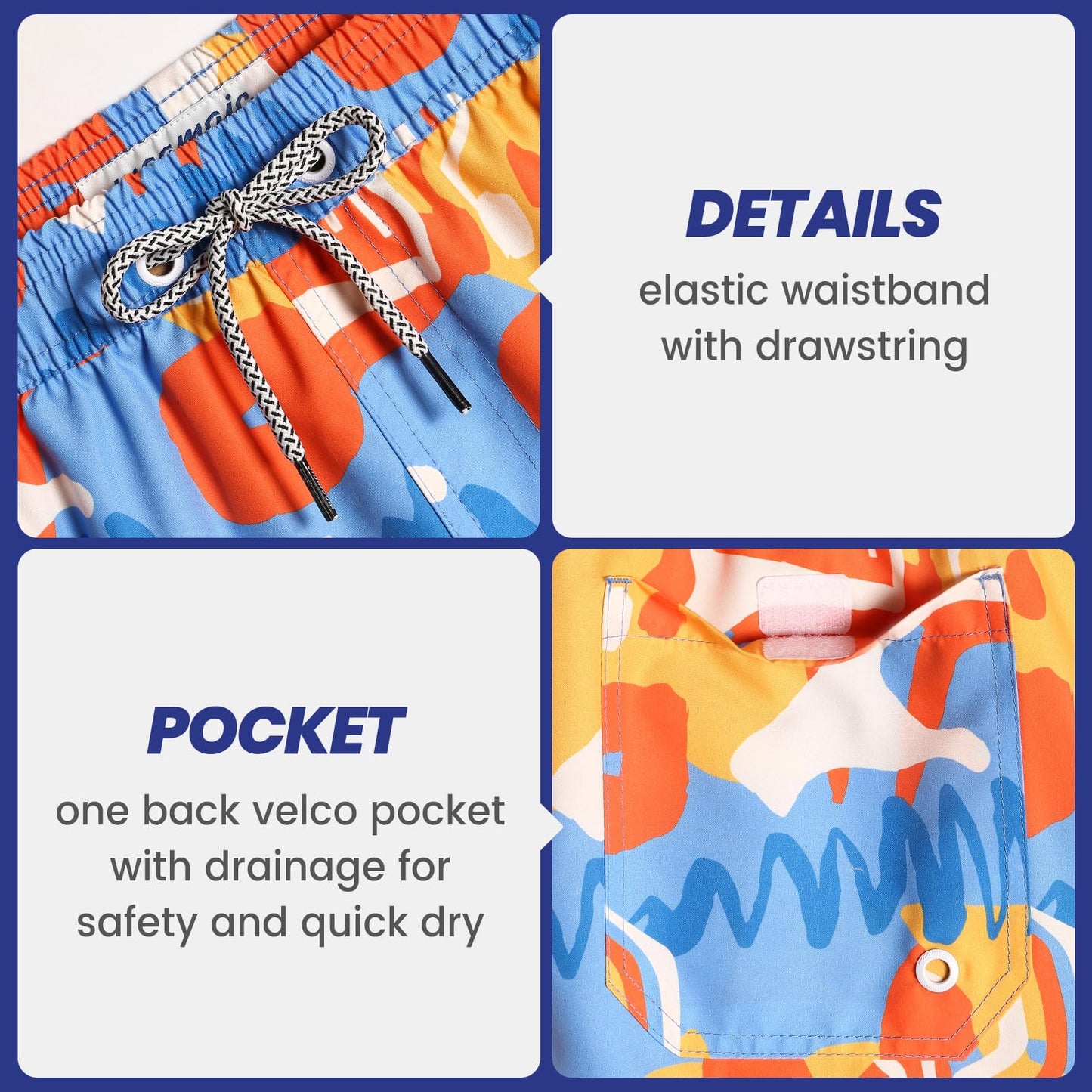maamgic Mens Swim Trunks 5" Quick Dry Beach Shorts Bathing Suits with Mesh Lining Pockets Painting Blue Medium