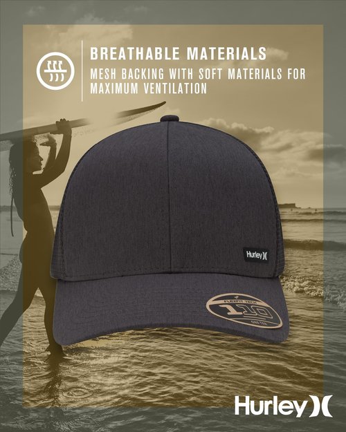Hurley Mens Trucker Hat - Moisture Wicking Curved Bill Trucker Hats for Men, Size One Size, Dark Smoke Grey