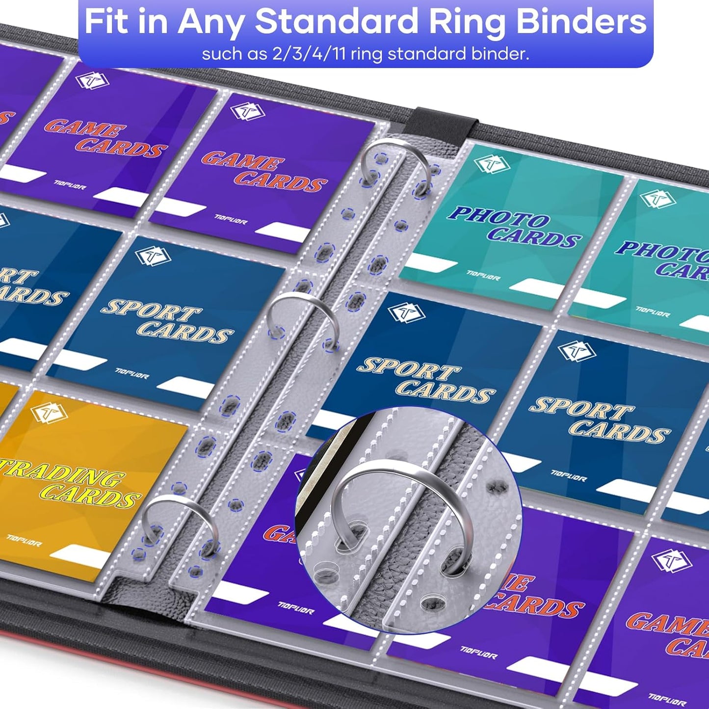 Regine Switzerland 40 Pack 9 Pocket Page Protectors - Double-Sided Card Holder Sheets for 3 Ring Binders | Fits MTG, TCG, Baseball Cards