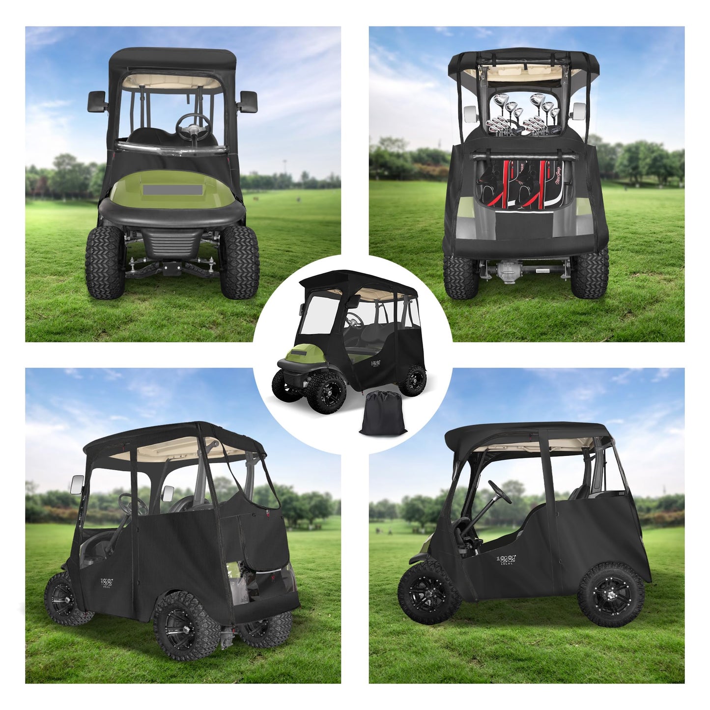 10L0L Deluxe 2 Passenger Golf Cart Enclosure for Club Car Precedent,Onward & Tempo Waterproof Windproof Portable Transparent Golf Cart Rain Enclosures Storage Cover - 57" Roof Fit
