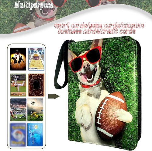 Football Card Binder - 400 Pockets with 50 Removable Sleeves | 3 Ring Zippered Collector Album