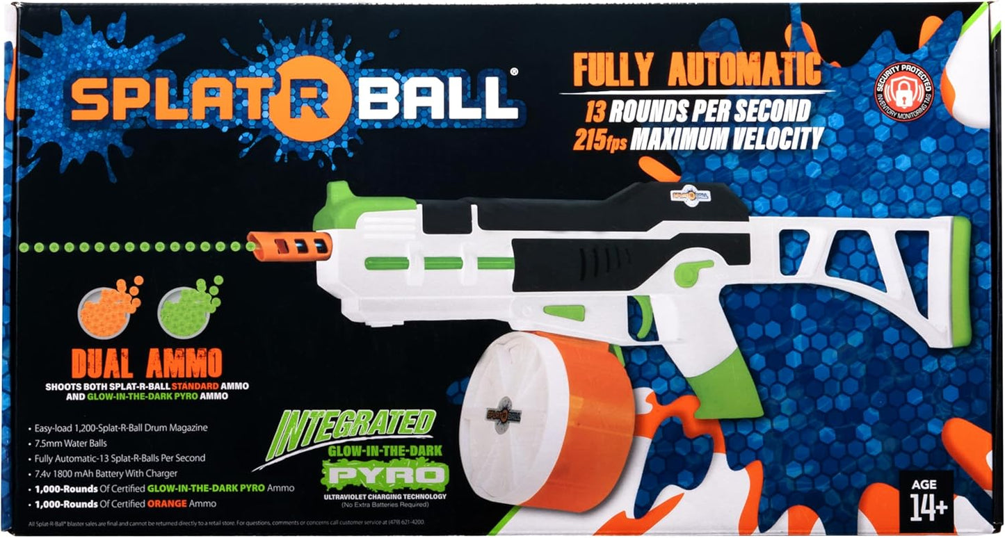 SplatRball Gel Ball Blaster Kit - Glow-in-the-Dark Water Bead Shooter | Shoots Up to 225 FPS