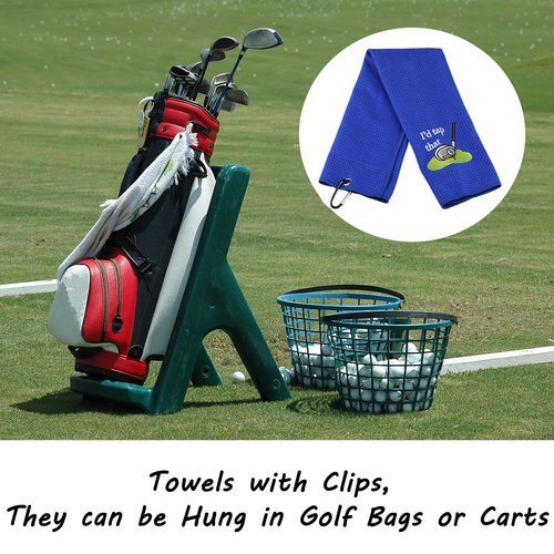 LEVLO Embroidered Golf Towel Gift Golf Lover Gift I'd Tap That Funny Golf Towel with Clip Gift for Men/Women (I'd Tap That)