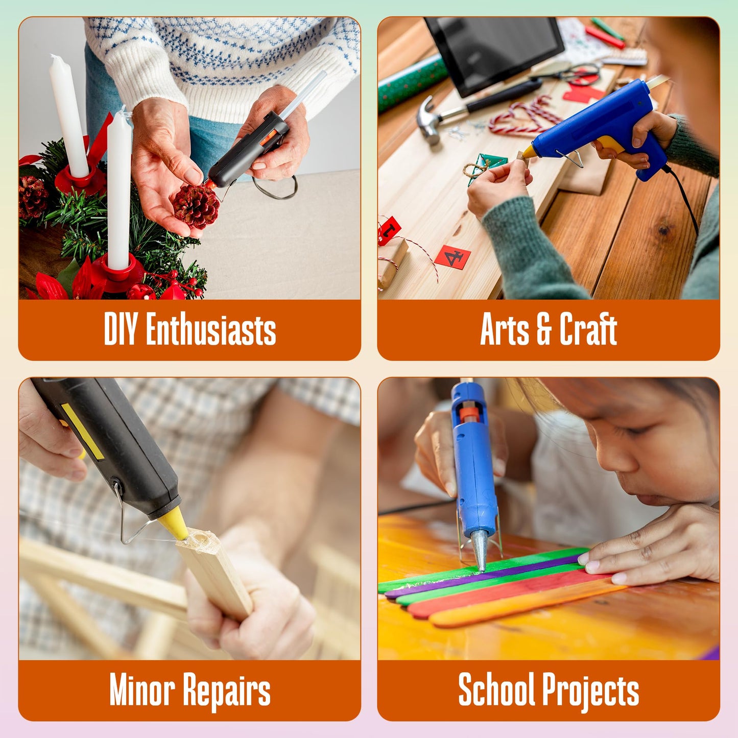 UML Brand Mini Hot Glue Sticks - Compatible with Hot Mini Glue Gun - 4" x 0.27" - Small Skinny Sticks - Ideal for Craft Projects - Dries Quick - 200 Pack