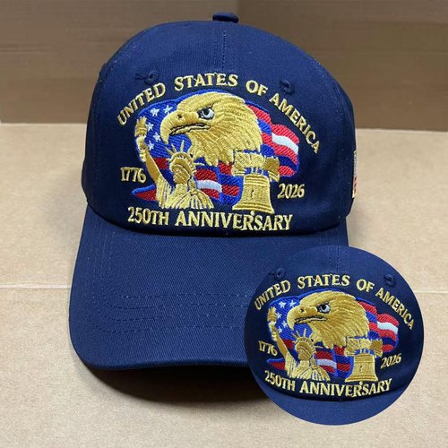 250TH Anniversary Hat，250th Anniversary USA Cap, Patriotic Embroidered Baseball Cap, Adjustable Retro Embroidered Hat for Men Women Gifts (Blue)