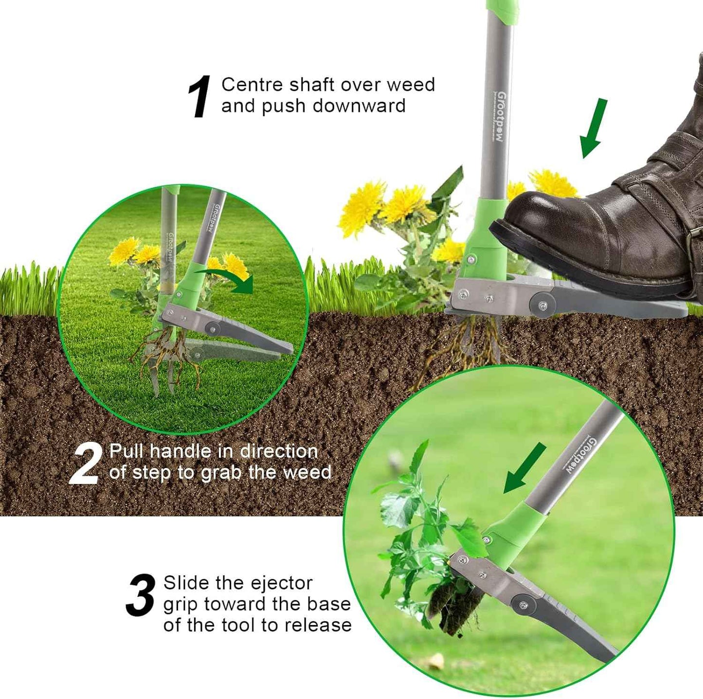 Lightweight 39-Inch Apex Weeder Tool for Women - Ergonomic 3-Claw Weed Remover