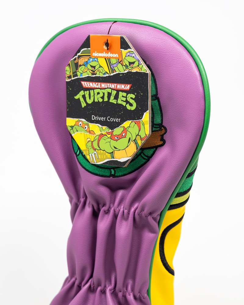 Pins & Aces TMNT Driver Head Cover - Premium, Hand-Made Leather Headcover - Teenage Mutant Ninja Turtle Heads, Tour Quality Golf Club Cover - Style and Customize You Golf Bag (Michelangelo)