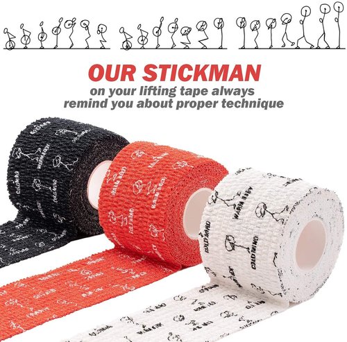 WARM BODY COLD MIND 1.85" Weightlifting Thumb Tape - Hook Grip Tape for Powerlifting, Cross Training, Gym Tape, Workout, Weight Lifting Tape, Athletic Finger Wrap (Mix V1 3 Rolls)