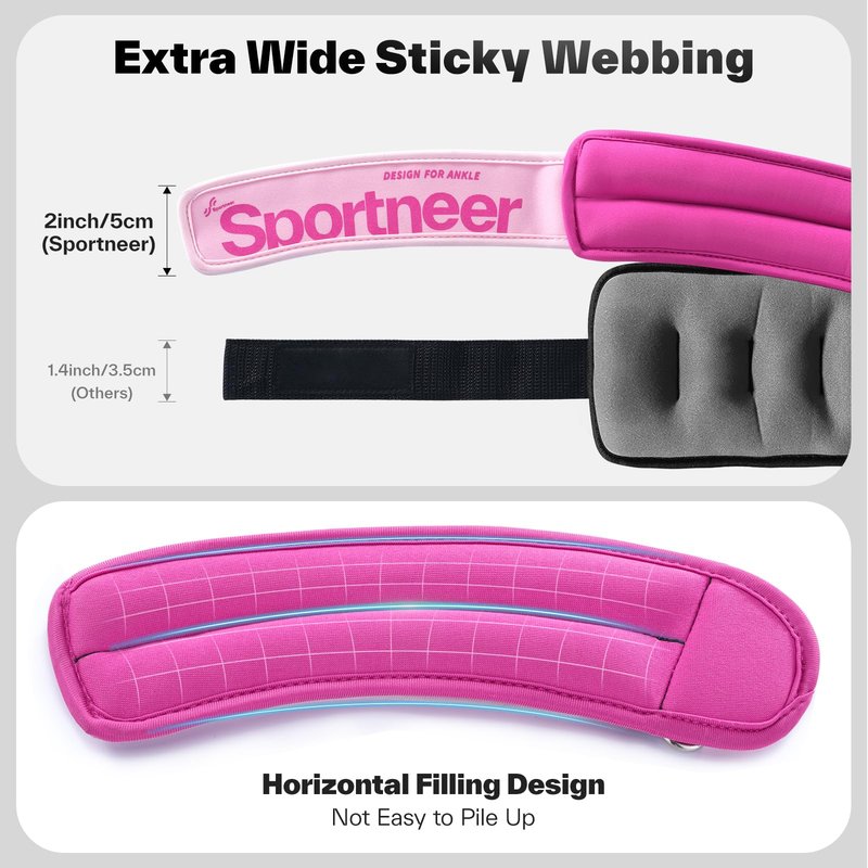 Sportneer Ankle Weights 0.5/1/2/3/5 LBS 1 Pair Wrist Leg Arm Weights for Women Men Kids Child with Adjustable Straps, Strength Weighted for Jogging Running Walking Fitness Gym Workout (Pink, 0.5 lbs x 2)