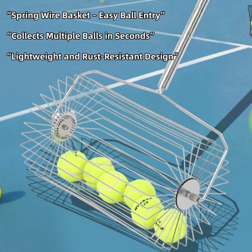 AOXEQUIP Tennis Ball Picker, Retractable Metal Tennis Ball Retriever, Roller Ball Picker, Suitable for Tennis, Pickleball, Golf