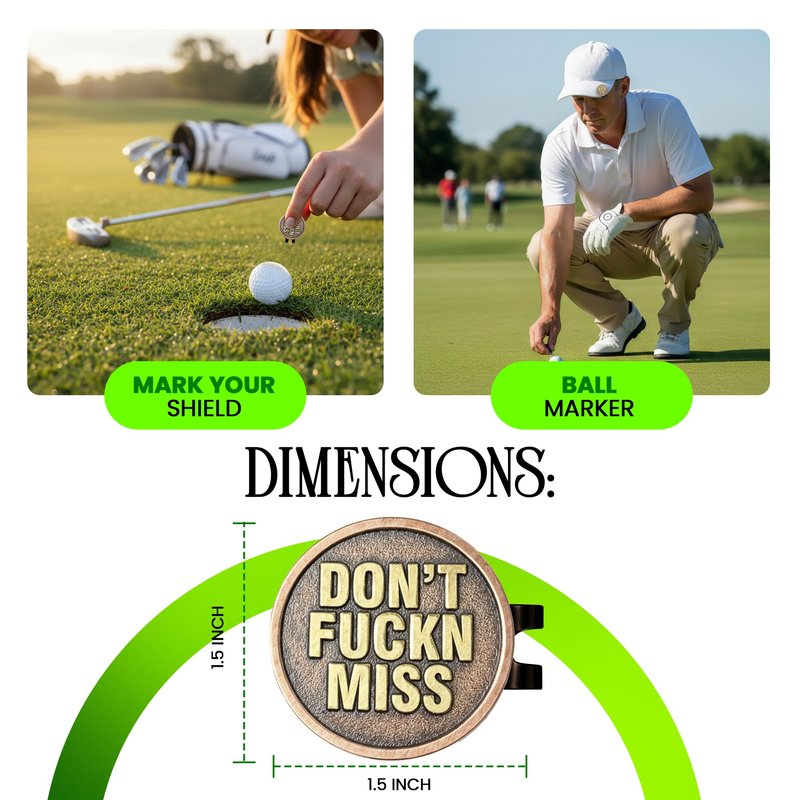 K9King Round Funny Golf Ball Marker for Men Adult Humor Novelty Golf Ball Markers with Funny Words Unique Golf Gag Gifts for Men or Women Golfers