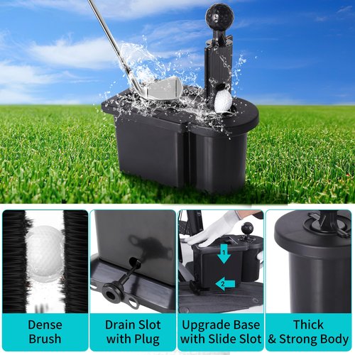 10L0L Golf Cart Ball Washer and Club Head Cleaner Kit Universal for Yamaha, EZGO, Club Car, Star EV, with Detachable Bracket- Black
