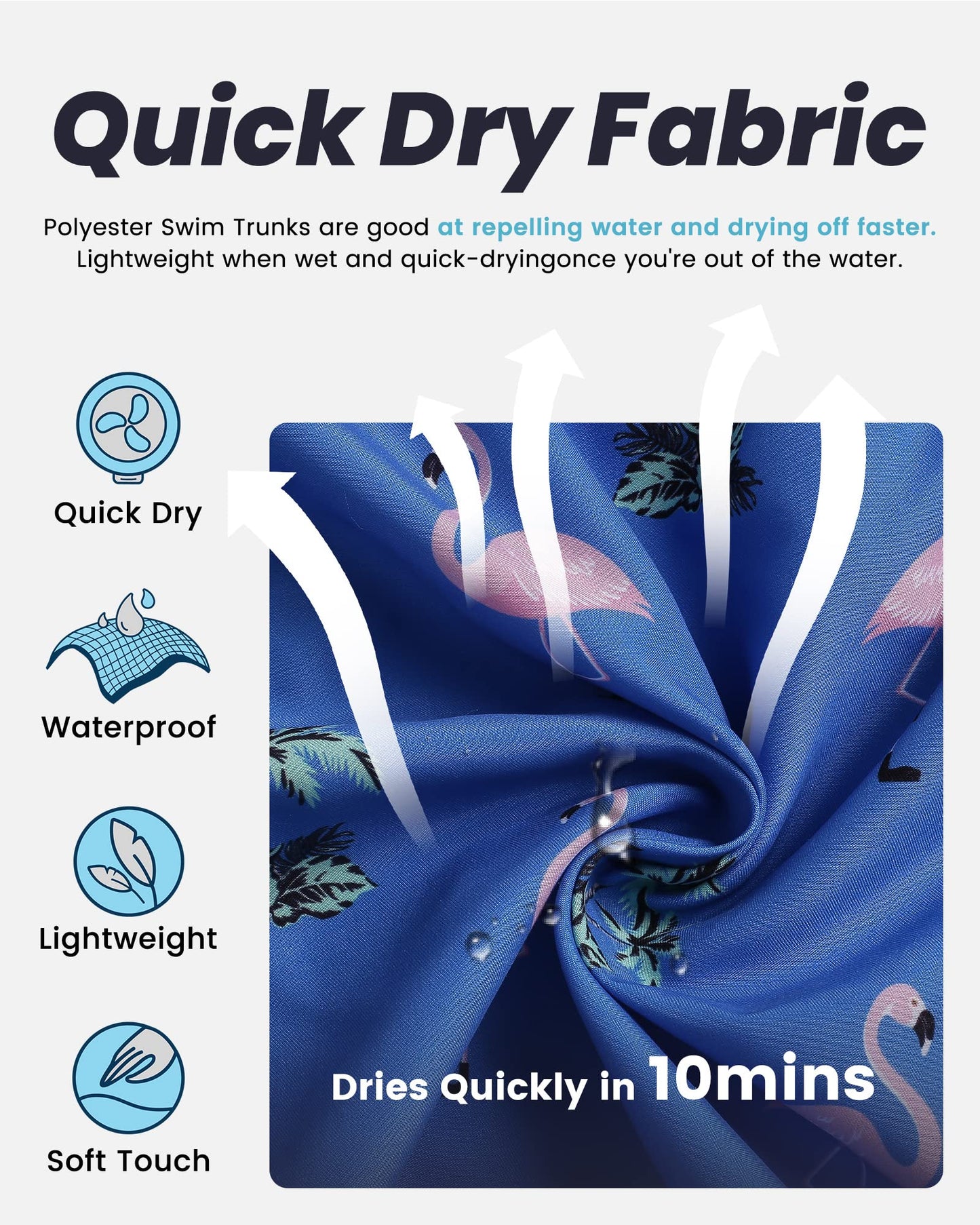 maamgic Mens Swim Trunks Quick Dry Swim Shorts with Mesh Lining Funny Swimwear Bathing Suits 7inch Flamingo N Tree Blue Small