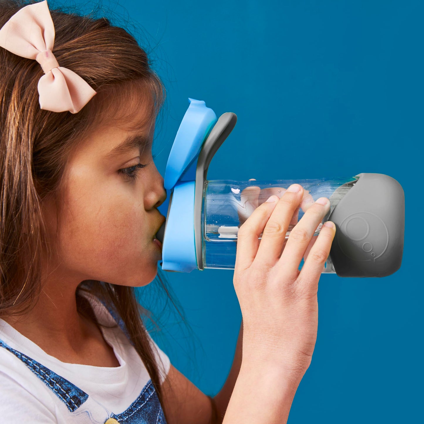 b.box 15oz Sport Spout Kids Water Bottle for School, Sports, Daycare - No-Straw Design for Easy Cleaning - Leakproof - Ergonomic Triangle Grip - Dishwasher Safe, BPA Free, PFAS Free - Blue Slate