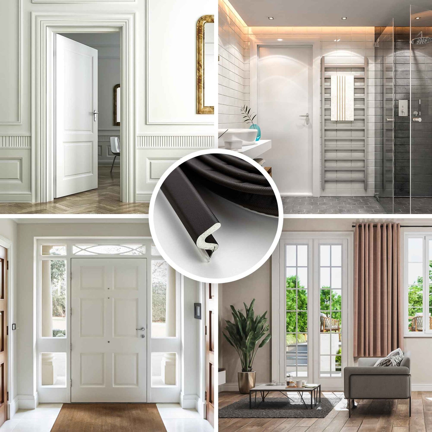 Weather Stripping Door Seal Strip Soundproof Q Foam Weather Stripping for Door Frame, Exterior Door Weather Stripping for Large Gap, Easy to Install（Brown, 21FT