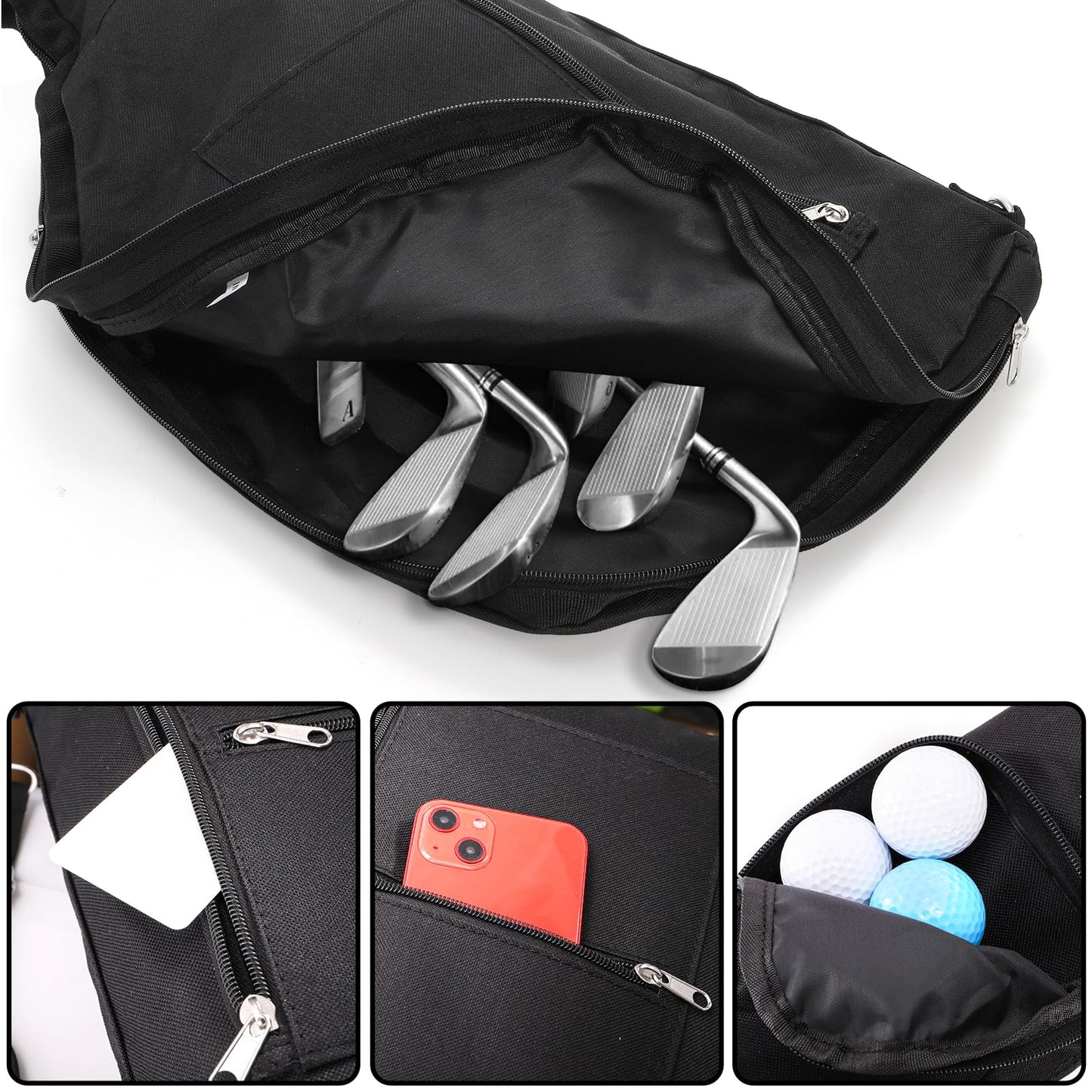 Bekith Golf Bag, Lightweight Golf Travel Bags Foldable Golf Carry Bag for 8-10 Golf Clubs, Waterproof Small Golf Carry Bags for Men, Women (Black)