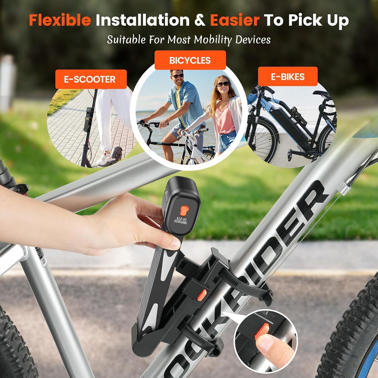 Sportneer Bike Lock - High-Security Folding Bicycle Lock with 3 Stainless Keys | 95cm/3.12ft, 2.86lbs