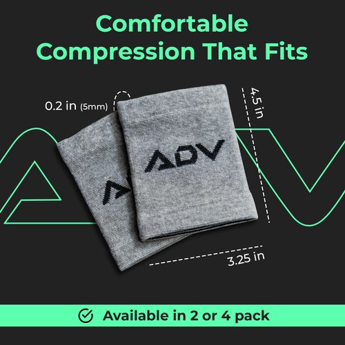ADV Tennis Wristbands with New Age Polyester Cotton Blend - Ultra Absorbent Wrist Sweatbands - Doublewide & Slim Wrist Bands for Sweat - 4 Pack or 2 Pack (4-Pack Gray, M/L)