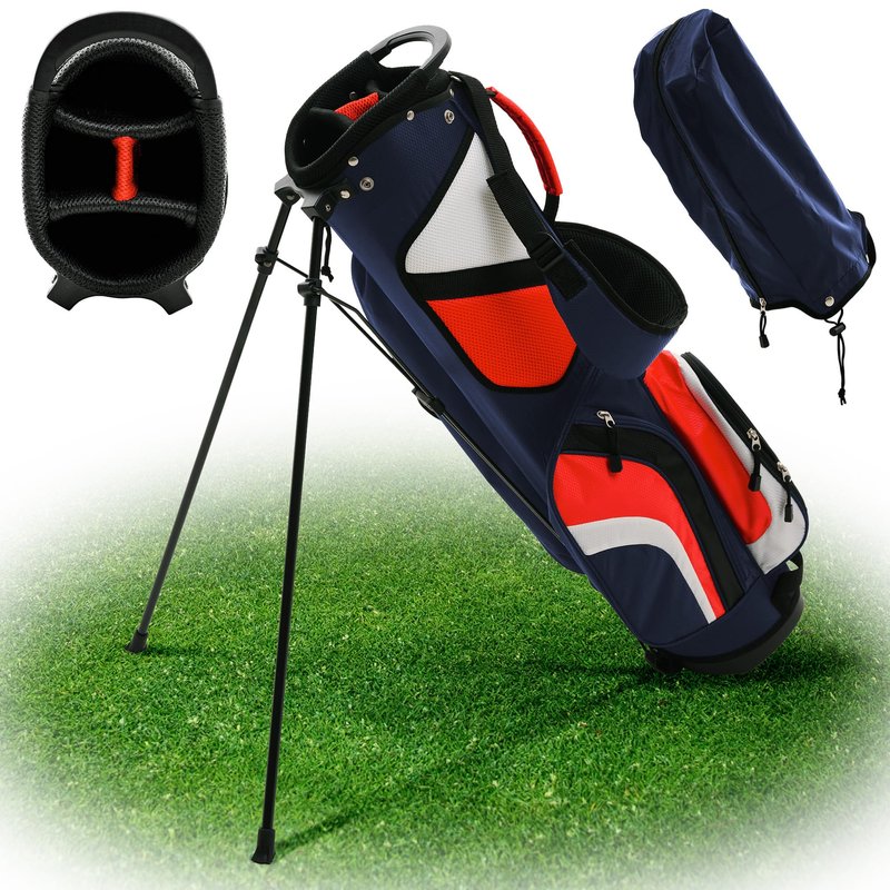 Ultra-Lite Golf Stand Bag - 3 Lbs, 4 Way Divider Portable Golf Club Carry Bag, Water-Repellent Golf Travel Case with Rain Hood, Golf Gifts for Men and Women (Navy Blue)