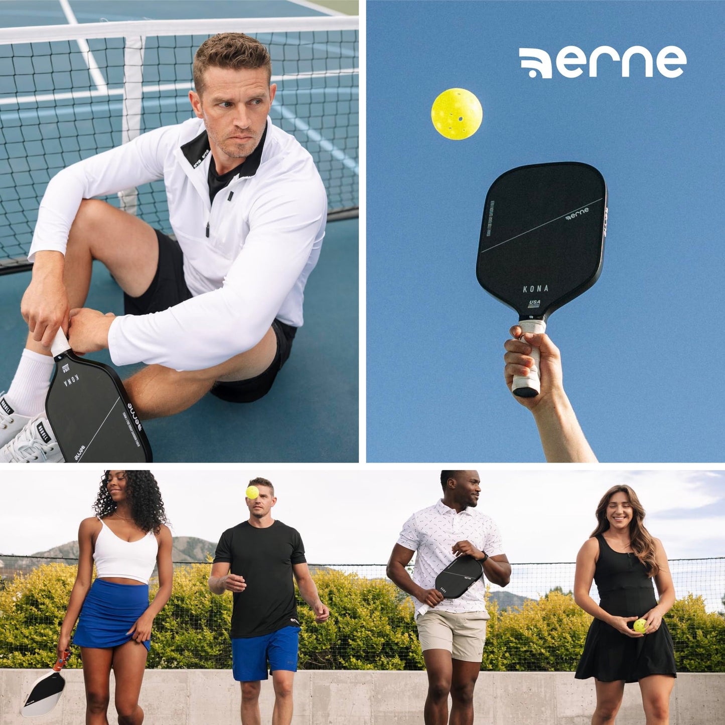 Erne Kona Carbon Pickleball Paddle – 16" Lightweight Design, Carbon Fiber Surface for Spin & Control, 15mm Polymer Core, USAPA Approved