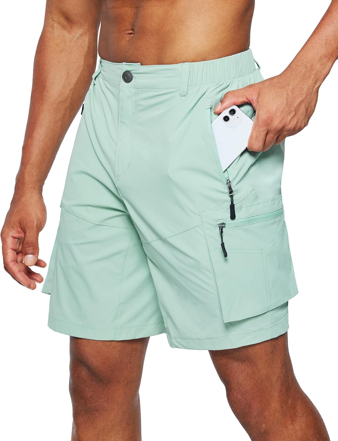 Pudolla Men's Hiking Cargo Shorts - Quick Dry Outdoor Travel Shorts with Multi Pockets | Perfect for Fishing & Camping