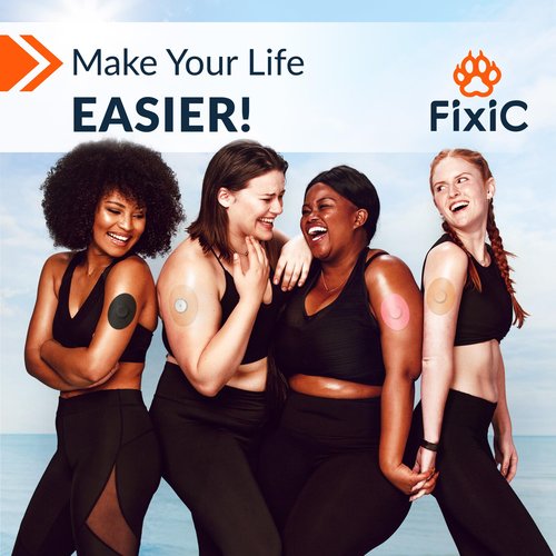 FixiC Freestyle Adhesive Patches 25 PCS – Good for Libre 1, 2, 3 & Plus – G7 & Stelo – Guardian – Waterproof Adhesive Patches – Libre Adhesive Covers – Pre-Cut – Best Fixation for Your Sensor! (Tan)