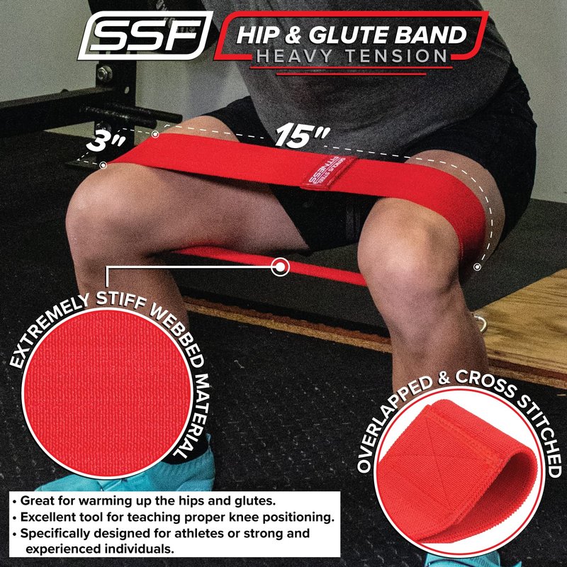 Serious Steel Fitness Hip and Glute Activation Band, for Squat, Deadlift & Warm-Ups (Three Pack (Blue-M, Black-M, Red-L))