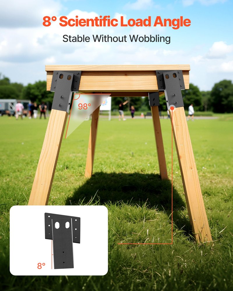 VEVOR Deer Blind Brackets, Outdoor 3.6x3.6 Platform Bracket, Fit 3.5x3.5 In / 88.9x88.9 mm Lumber, 2204lbs/1000kg Capacity Steel Elevator Brackets for Deer Stand, Hunting Blinds, Shooting Shack, 4 Pcs