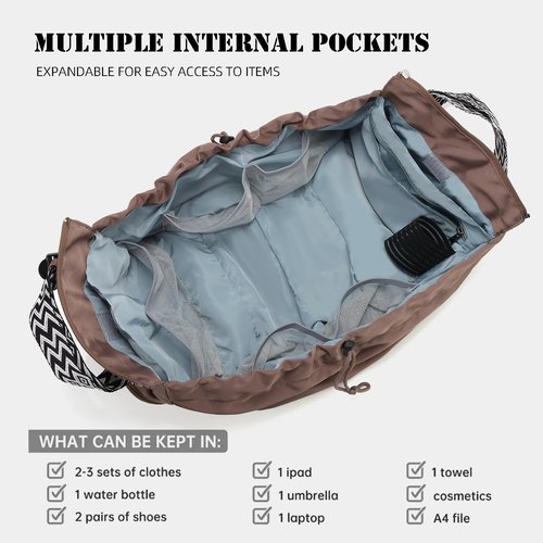 Carfond Large Capacity Portable Backpack Tote Bag For Car Travel, Lightweight Foldable Nylon Travel & Shopping Bag with 15 Pockets, Khaki
