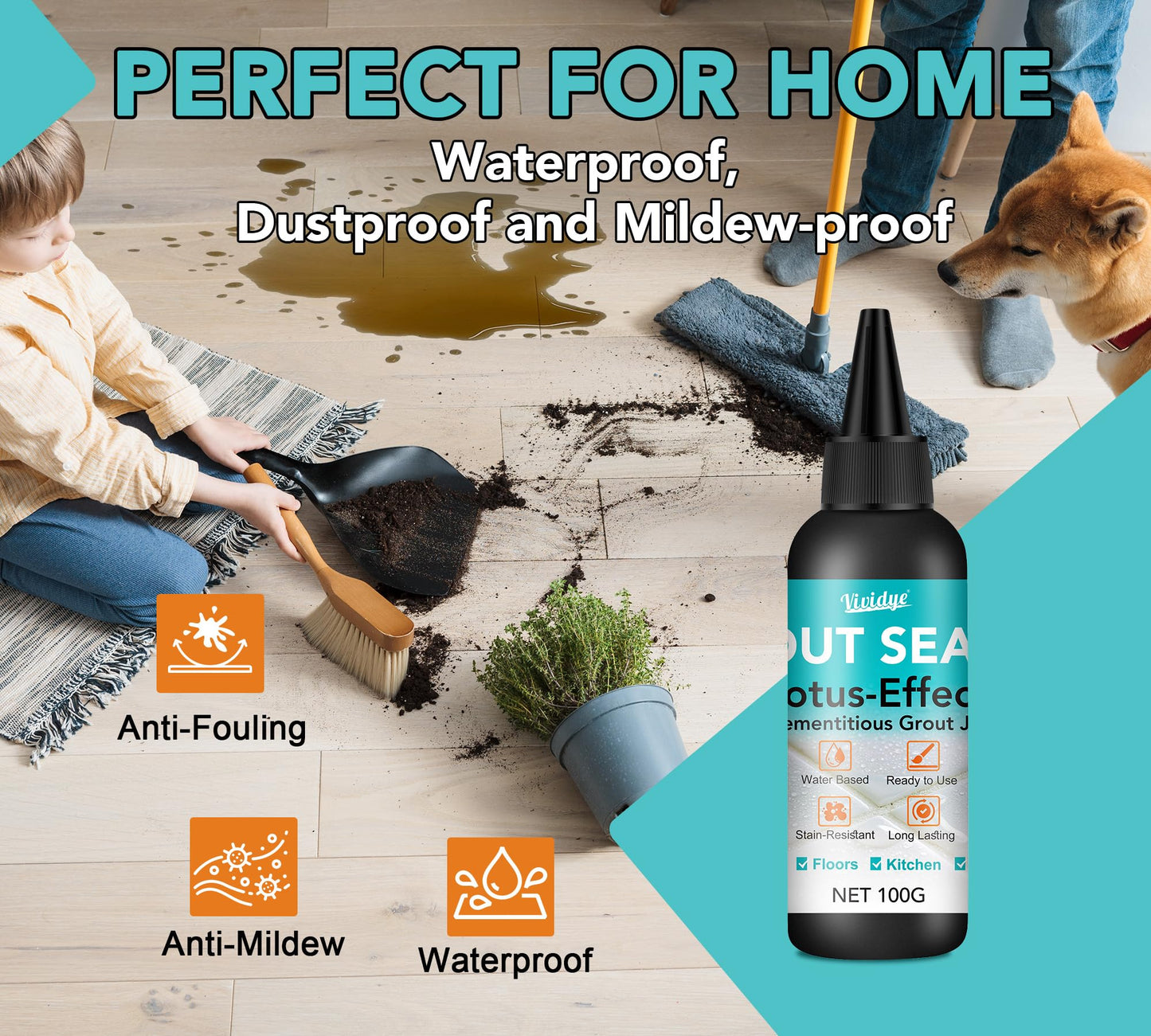 Grout Sealer, 7oz/200g Waterproof Grout Sealant Spray with Squeeze Tip, 100% Safe Grouts Repair Kit for Shower, Bathroom, Floors, Clear Tile Sealer Protector for Ceramic, Marble, Granite & Stone﻿