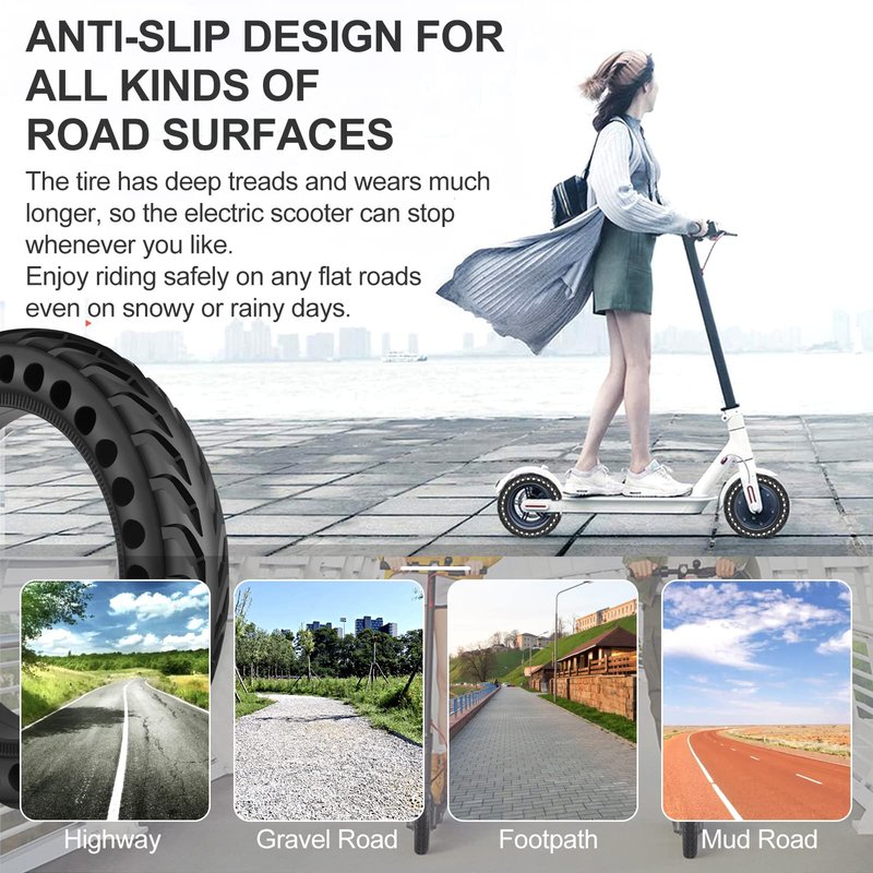 BANGTING 50/75-6.1 Tubeless Solid Tires for Electric Scooter, 8 1/2 x2 Tire for Gotrax GXL V2 / XR/APEX, 8.5x2 inch Tire Replacement for Xiaomi Pro 2 / M365 / 1S (Black 1PCS)