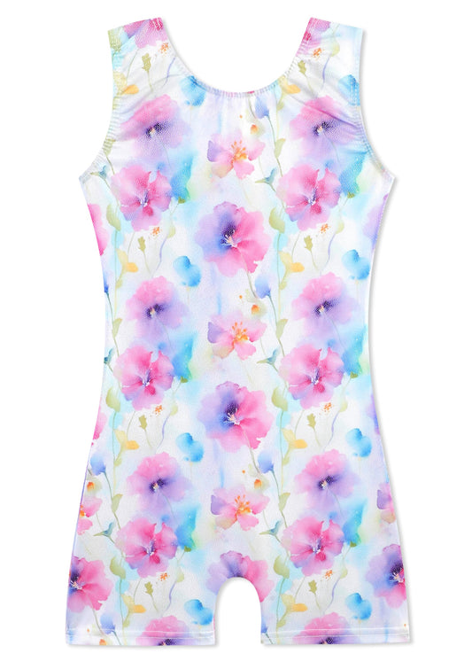 HOZIY Toddler Girls Leotards for Gymnastics 2t 3t Gymnastic Clothing Outfits Clothes Biketard Pink Purple Blue Gradient Color Tie Dye Floral Flower Glitter
