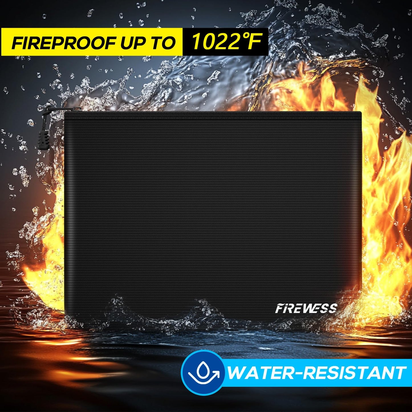 Fireproof Document Bag -2 Pack 13.4"x10" and 11"x6" Non-itchy Fireproof Money Bag, Waterproof Zipper holder for Valuables, Fire & Water Resistant Safe Pouch for File,Cash,Passport,Keys