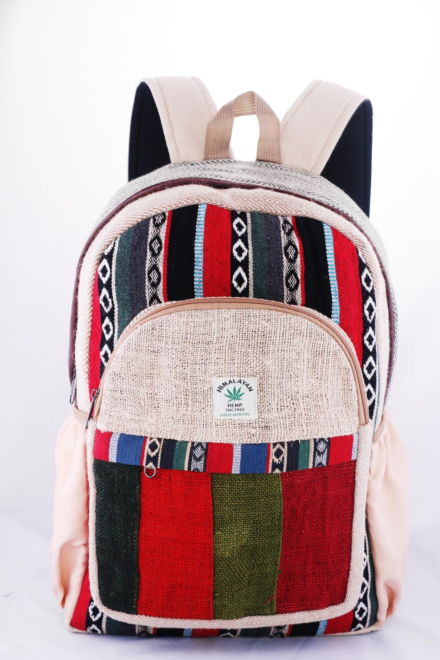 Anitya Hemp Backpack, Multi-Functional Pockets, Eco-Friendly, Unisex, Hiking Daypack, Durable Rucksack