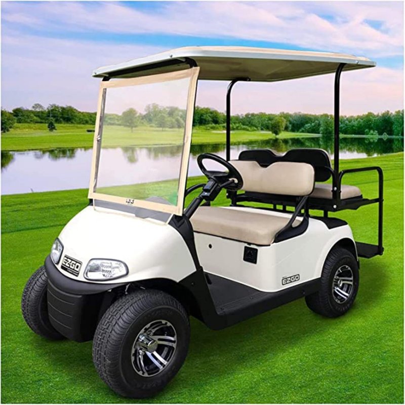 FDEERCOLO Golf Cart Front Seat Leather Cover, for EZGO Medalist TXT1994-2013 Regular Front Seat Cushion.(Thermoformed/OEM Match) (Khaki)