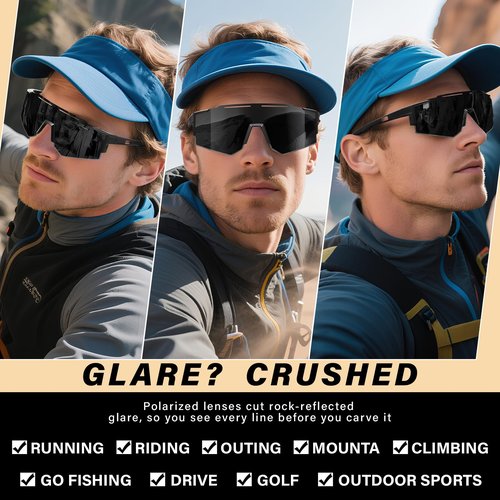 DioKiw 4PACK Polarized Sport Sunglasses for Men UV Protection Cycling Fishing Sun Glasses Big Frame Mountain Bike Goggles