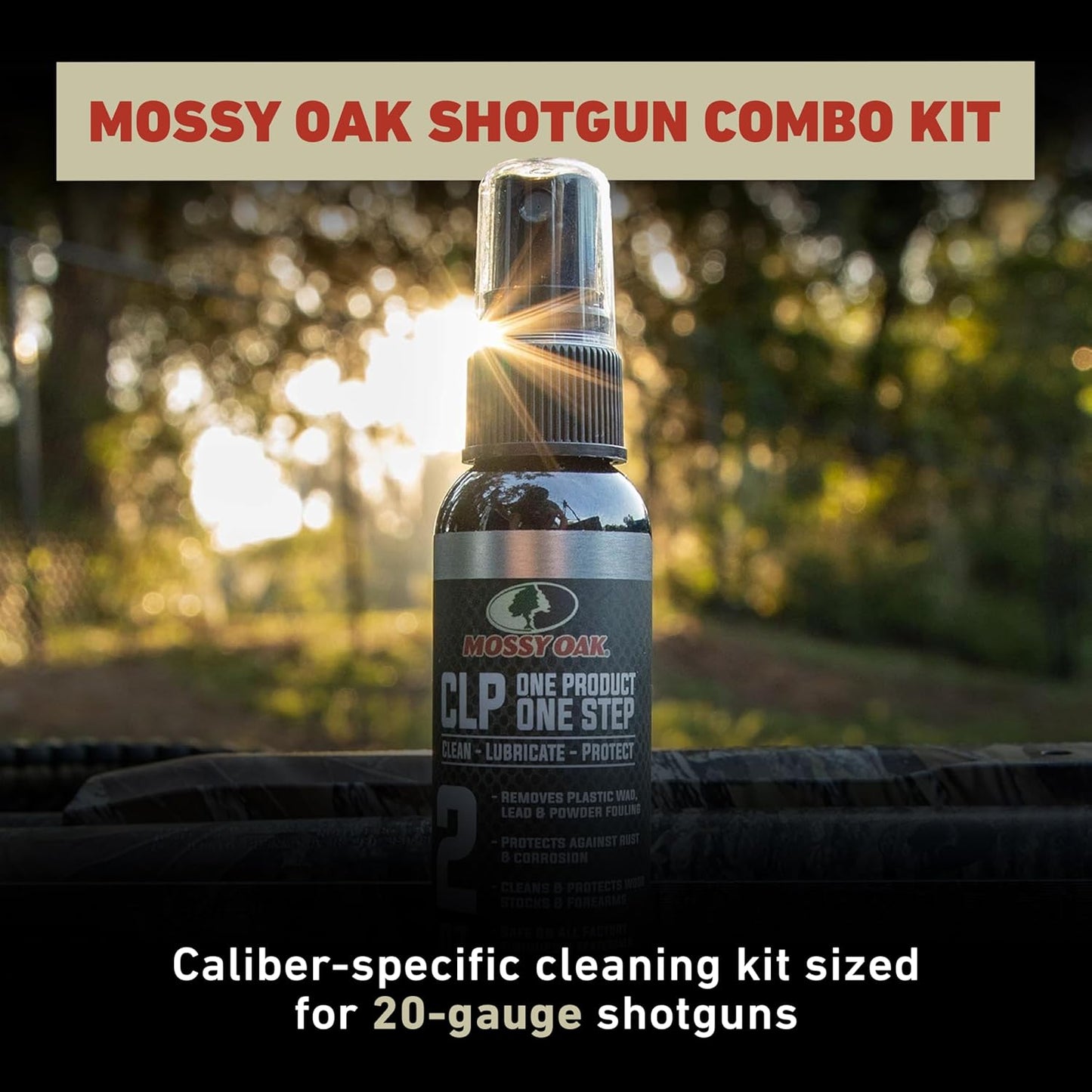 Mossy Oak CLP Shotgun Combo Kit - All-Inclusive Shotgun Maintenance Kit - Gun Cleaning Kit - with Bore Brush, CLP Pump Sprayer, Nylon Brush & Microfiber Towel