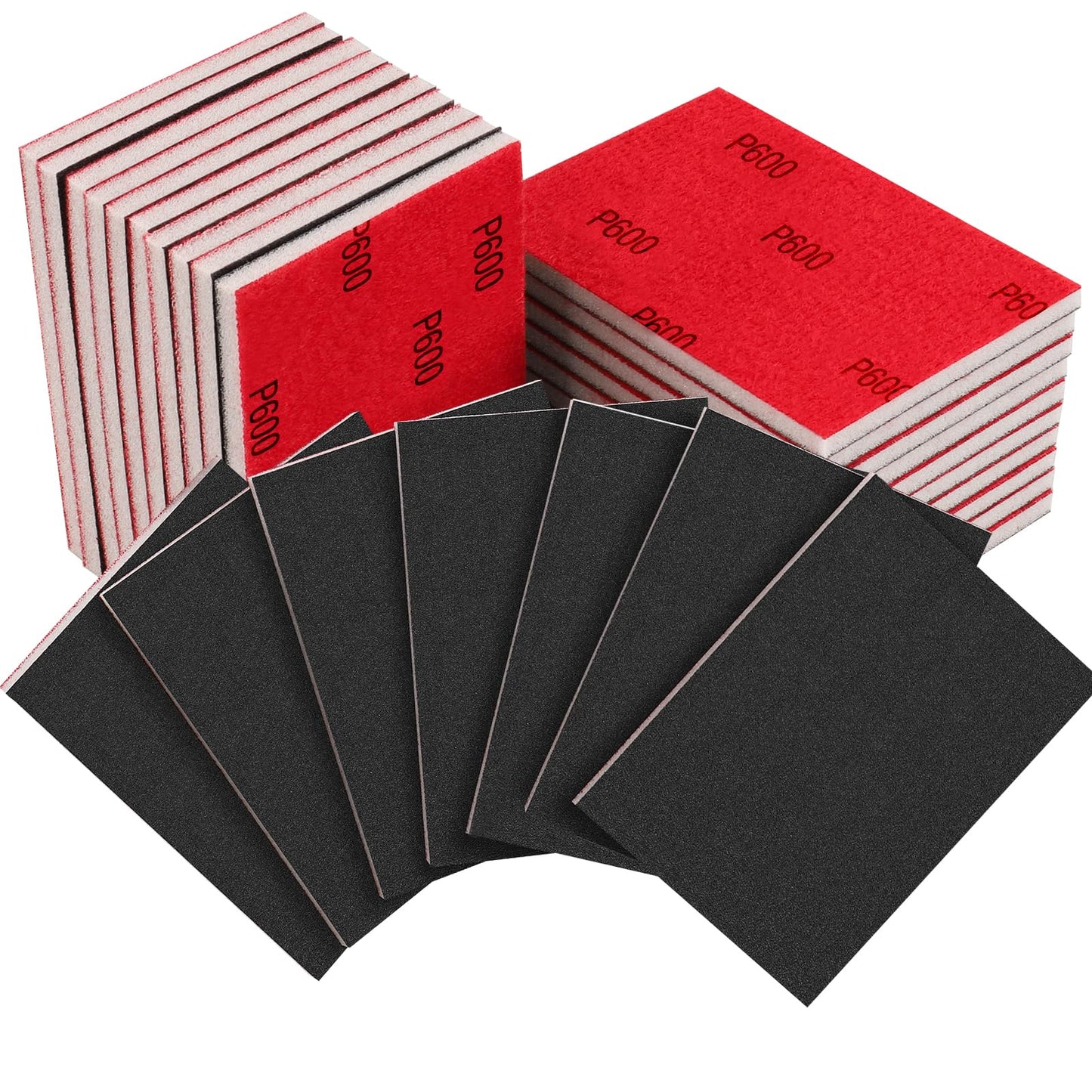 Necosthua 20PCS 3 x 4 Inch 600 Grit Sanding Sponge, Ultra Fine Sanding Sponges Pads, Soft Foam Hand Sanding Block Dry Wet Sandpaper Blocks for Model Drywall Metal Wood Furniture Polishing