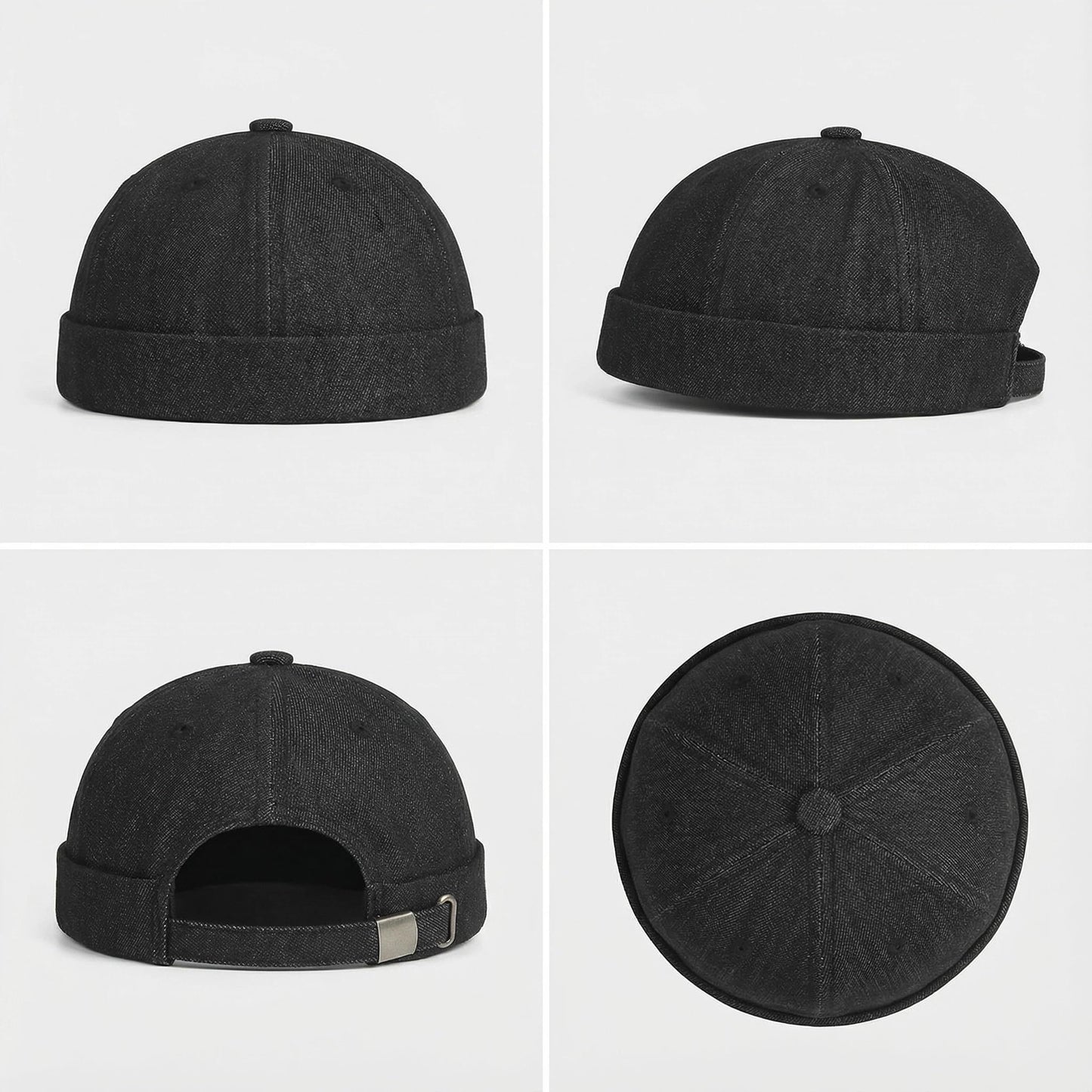 PTDTSHOU Denim Brimless Hats for Women Men Docker Style Cap Vintage Sailor Beanie Hat