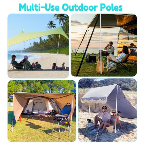 2 Pack Replacement Beach Tent Poles Compatible with Neso, Portable Extra Poles for Beach Tent, 6.56ft Pole, Aluminum Canopy Foldable Pole, Compatible with Neso Grande and Gigante Tents