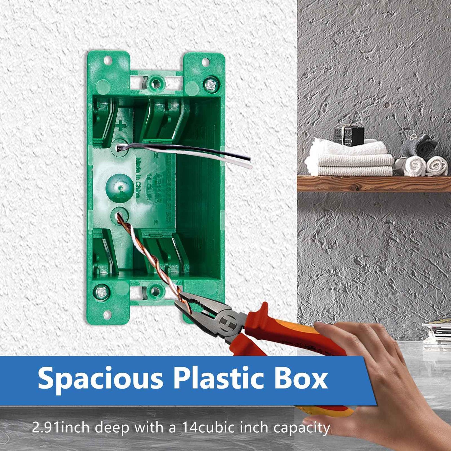 CycevSun 6 Pack Electrical Outlet Box Old Work 1 Gang, Plastic Remodel Drywall Junction Boxes, UL Listed