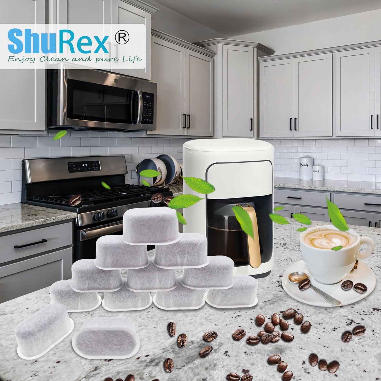 12 Pack Replacement Activated Charcoal Water Filter Cartridges for Beautiful 14-cup Programmable Drip Coffee Maker, Premium Water Filtration Pods Compatible with Drew Barrymore coffee makers