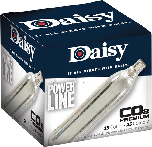 Daisy 25 Count CO2 Cylinder - 12g Silver Bulk Pack for Regular Shooters & Training Sessions