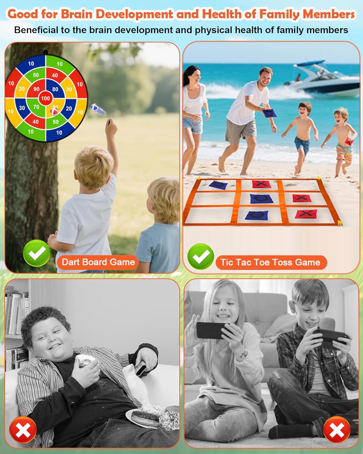 Skiennix 2-in-1 Outdoor Giant Tic Tac Toe & Bean Bag Toss Game | Fun for Kids & Adults, Perfect for Yard Parties